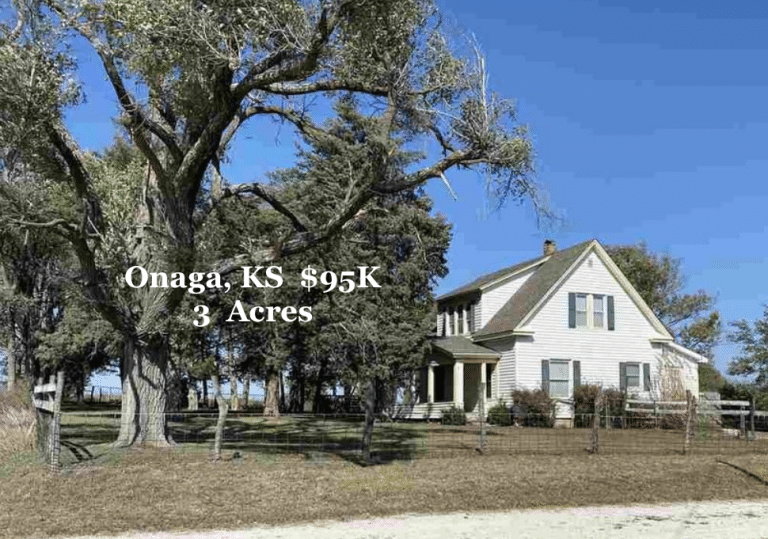 Under 100K Sunday Kansas Farm House For Sale 3 Acres, Natural Woodwork 95K Sold Old