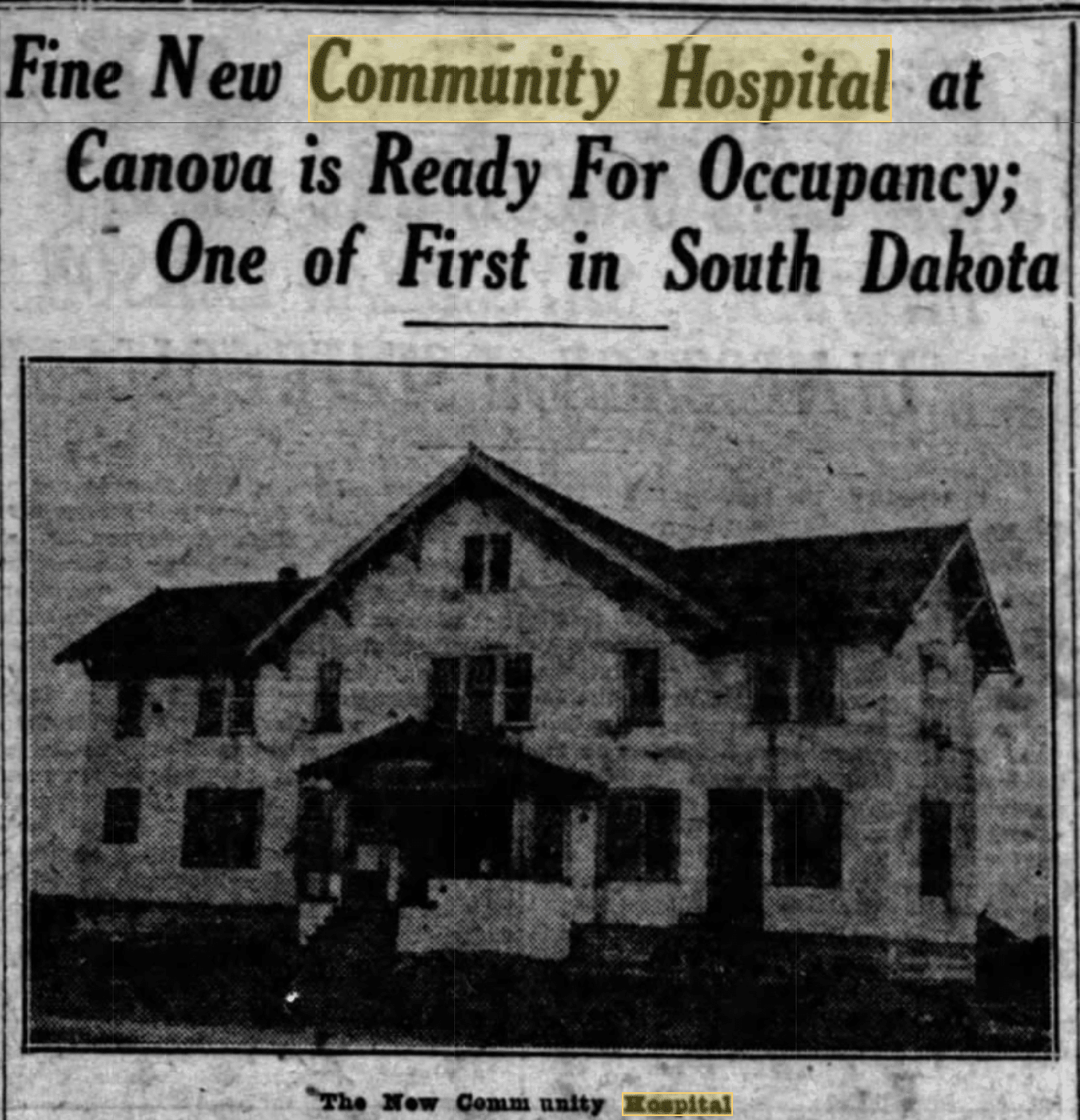 Sold c.1922 Fixer Upper Former Hospital For Sale on 1.18 Acre in Canova, SD Under 54K Old