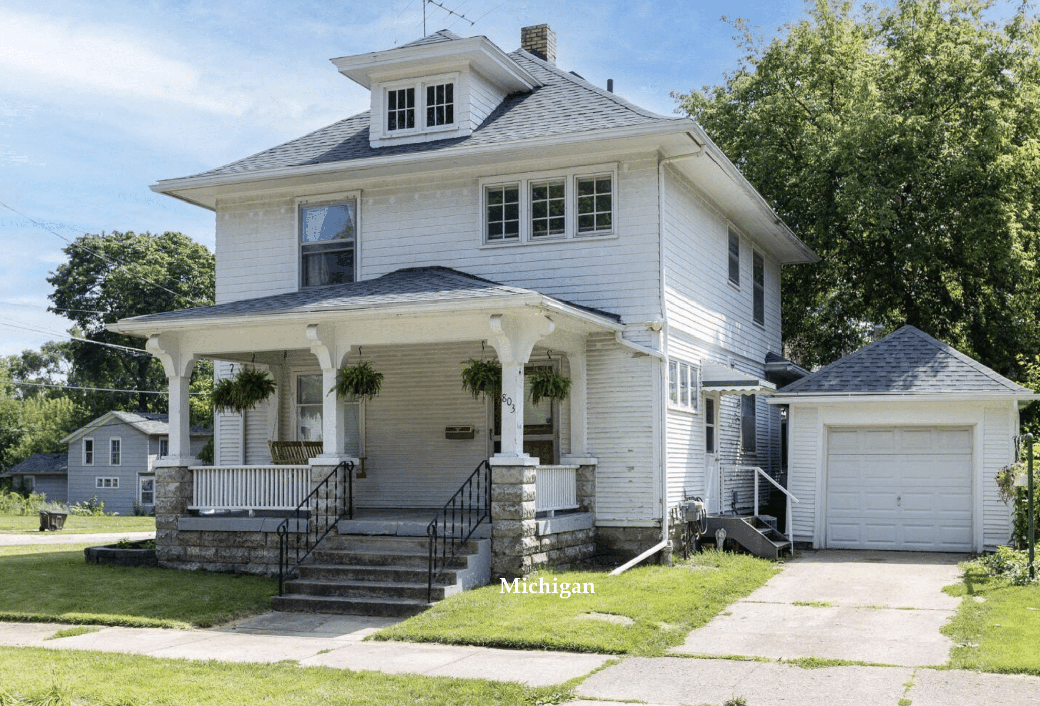 100K Sunday Circa 1910 Foursquare Cheap House in Michigan Under
